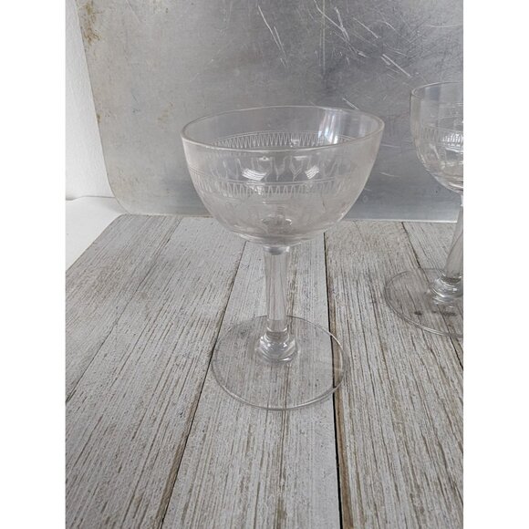 Bryce Etch #334 Liqueur Glasses 3 3/4" Stemmed Set of 3 - Picture 2 of 5